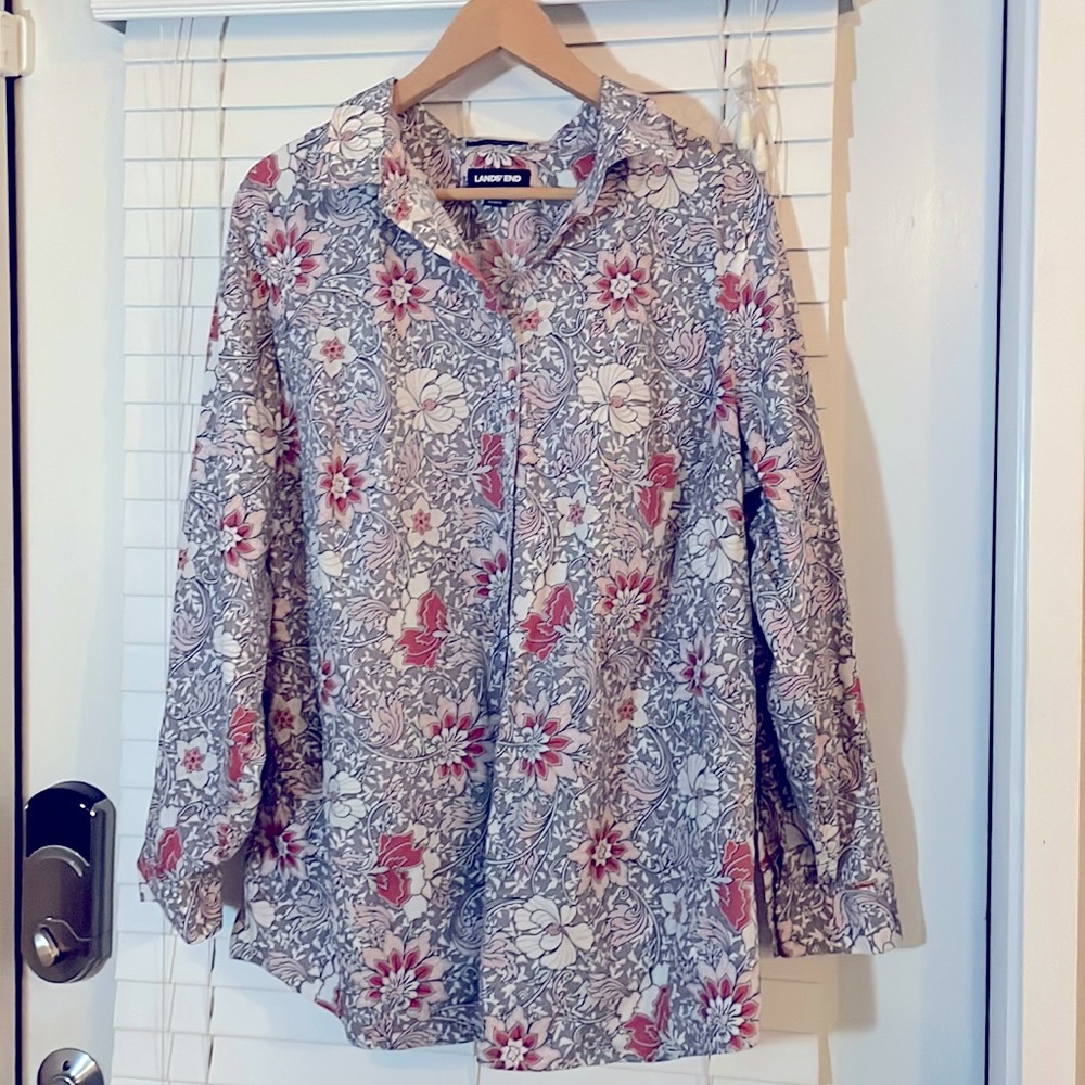 Land’s End No Iron Supima Floral Button-Down